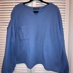 Blue Waffle Knit Sweater top